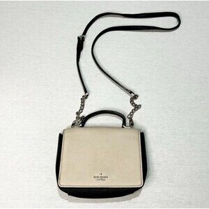 Kate Spade Maisie Patterson Drive Crossbody Bag Flap Handbag, Black and Cream